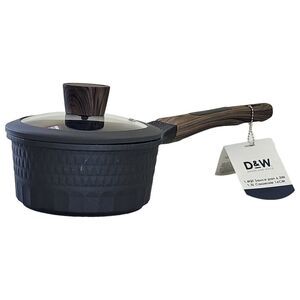 D&W Premium Cookware 7in Saucepan‎ Casserole with Lid Charcoal Aluminum 1.9QT